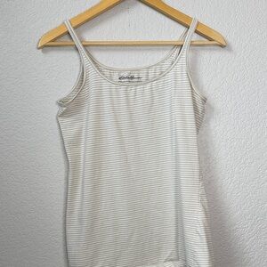 Eddie Bauer Tank Top Striped Cream and White size Medium